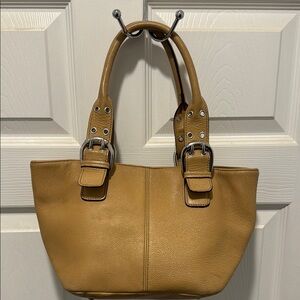 Tignanello Leather Satchel Tote – Mustard Yellow